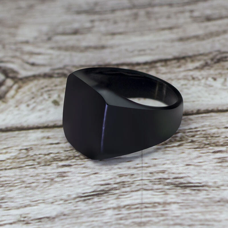 Anillo Cuadrado Negro Joyería Para Hombre Mujer Clásica Compromiso De Boda |