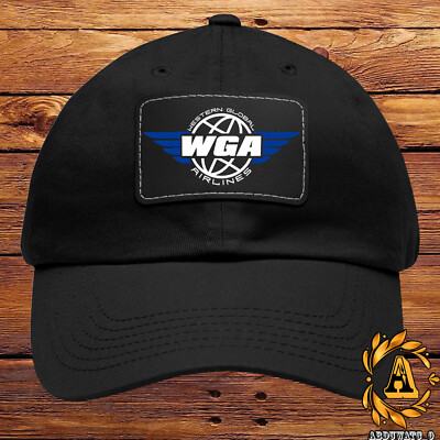 Western Global Airlines Logo Hat Leather Patch Baseball Cap Adjustable Gift