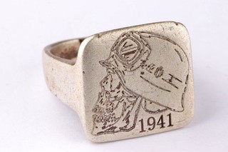 German Biker Ring 1941 Motorcycle club Silver 800 Skull Pirates Face art Gothic