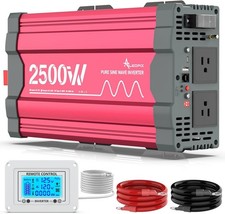 2500 Watt Pure Sine Wave Power Inverter 12V DC to 110V 120V Converter for Home,