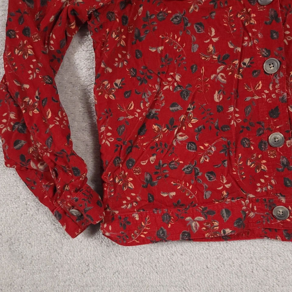 Christopher & Banks Corduroy Jacket Women’s Small Red Floral Crop - Image 4 of 4
