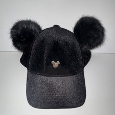 Disney Velvet Cap Black One Size Gold Metal M...