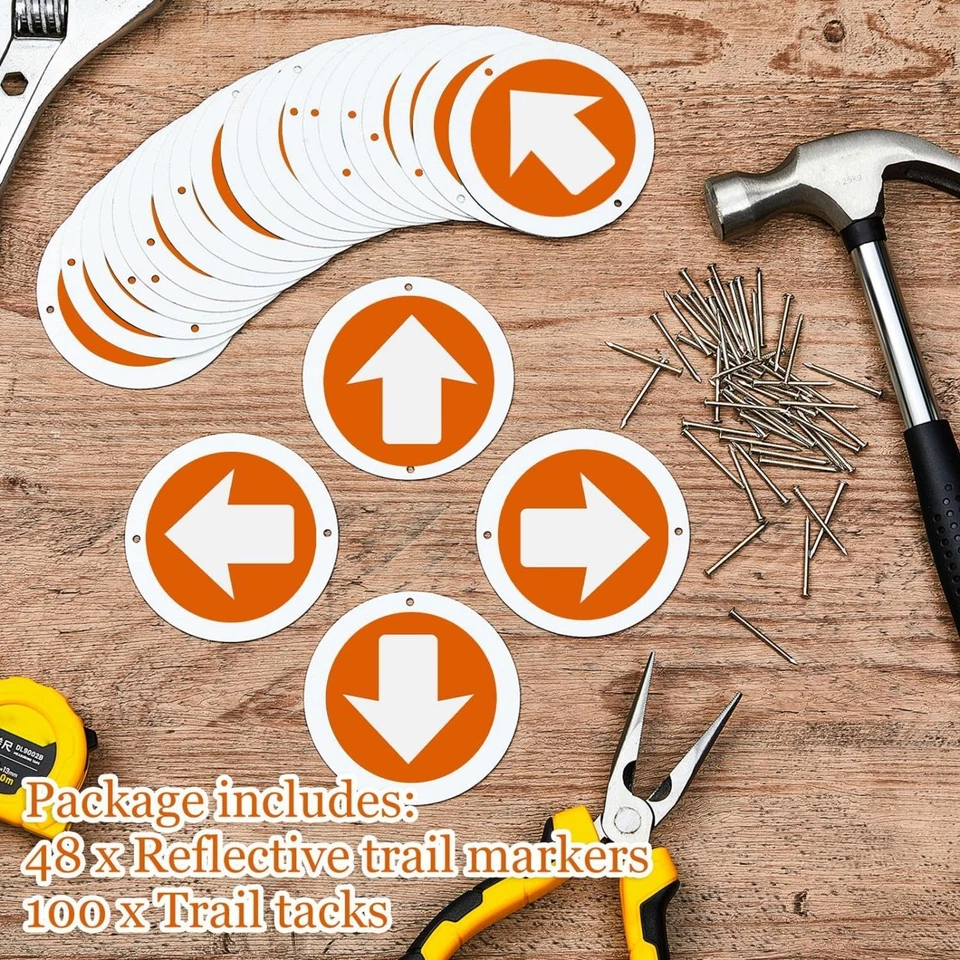 Marcadores de sendero reflectantes naranjas - flechas brillantes ligeras para marcar árboles (juego  Foto 3 de 4