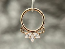 1pc Marquise Gem Fan Hinged Segment Ring 16g Septum Clicker Helix Orbital Daith