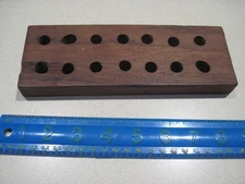 Muzzleloader bullet block, 45 caliber, 14 holes, walnut, handmade, vintage.