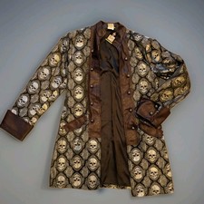 Deiters Gr. L schwarz. Karneval / Kostüm /Fasching Totenkopf Mantel silber/braun