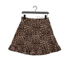 NA-KD Women's Midi Skirt UK 10 Brown Animal Print 100% Polyester Midi A-Line