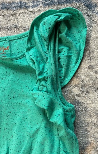 Cat & Jack Girls' Speckled Green Sleeveless Dress with Ruffled Sleeves & Pockets - Picture 4 of 7