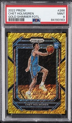 2022 PANINI PRIZM GOLD SHIMMER FOTL #266 CHET HOLMGREN 10/10 PSA 9