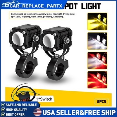 90W LED Motorcycle Headlight Yellow White Hi/Lo Spot Light Driving Fog Lamp ATV