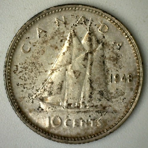 1948 Canada 10 Cents SILVER XF Dime Extra Fine Coin George VI 10c