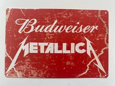 Budweiser Beer - Metallica Metal Sign - Bud Light - Anheuser Busch