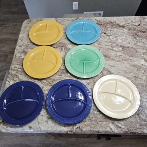 7 Vintage Fiesta 10 1/4" Divided Plates