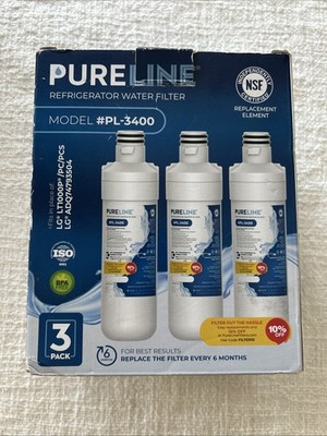3 PACK *NEW* Pureline PL-3400 Refrigerator Water Filter For LG Kenmore LG LT100P
