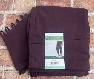 NEW Terra & Sky Darkest Plum Capri Ladder Lace Leggings Plus Size 4X 28w-30w