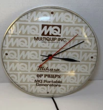 VTG MULTIQUIP, INC Carson, Cali Bubble Advertising Clock Mikasa QP MQ Runs HTF!