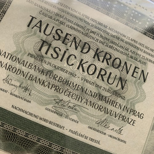 Bohemia & Moravia 1000 Korun Banknote 1942 WW2 PMG 64 EPQ Currency Specimen B999 - Picture 7 of 7