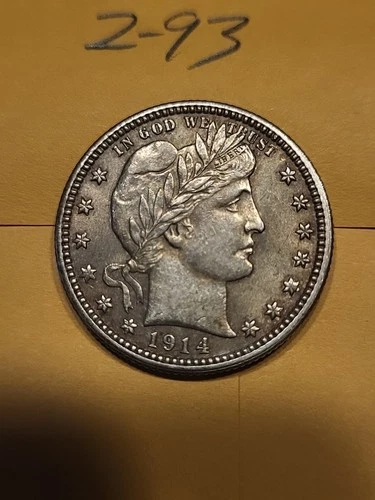 1914 Barber Quarter AU Appears Cleaned  Lot2-93