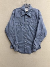 Rockmount Ranchwear Western Shirt Blue Diamond Pearl Snap Sawtooth Small USA