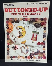 Leisure Arts BUTTONED UP FOR THE HOLIDAYS Vtg  Cross Stitch Patterns Book 5 2570