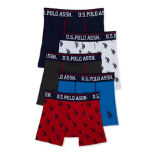 U.S. Polo Assn. Boys 5 Pack X-Large 14-16 Tagless Boxer Briefs - Blue Red White