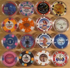 Sch&ouml;nes Konvolut von 16 verschiedenen Casino Chips Las Vegas u.a.