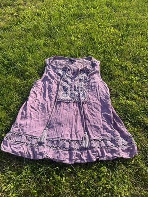 Artesia Sleeveless Bohemian Peasant Tank Top with Embroidery and Lace Trim