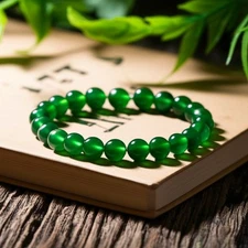 Natural Emerald 8mm Beaded Green Gemstone Crystal Healing Reiki Women Bracelet