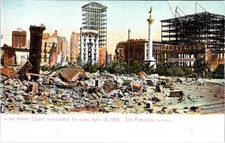 1906, Union Square Surrounds by Ruins, SAN FRANCISCO, California Postcard