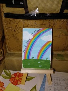 Rainbow ACEO Painting "What Does It Mean" |Mini Inspo Art | OOAK 2.5"x3.5"