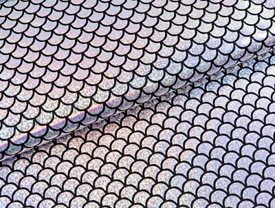 FOLIENJERSEY Stoff Schuppenoptik glänzend elastisch Kostüme SILBER EUR 11,98/m - Bild 1 von 2