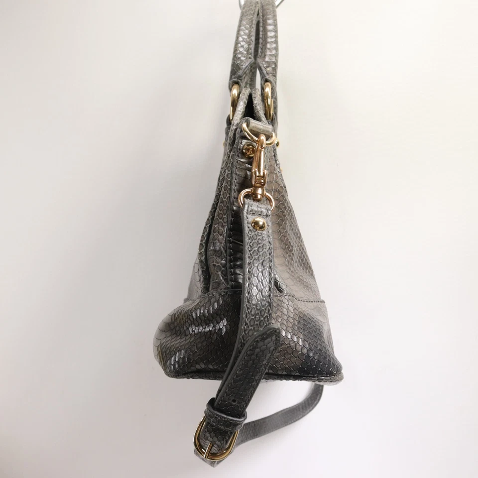 Vtg Talbots Handbag Women Taupe Grey Snakeskin Leather LinedPurse Shoulder Bag - Image 3 of 4