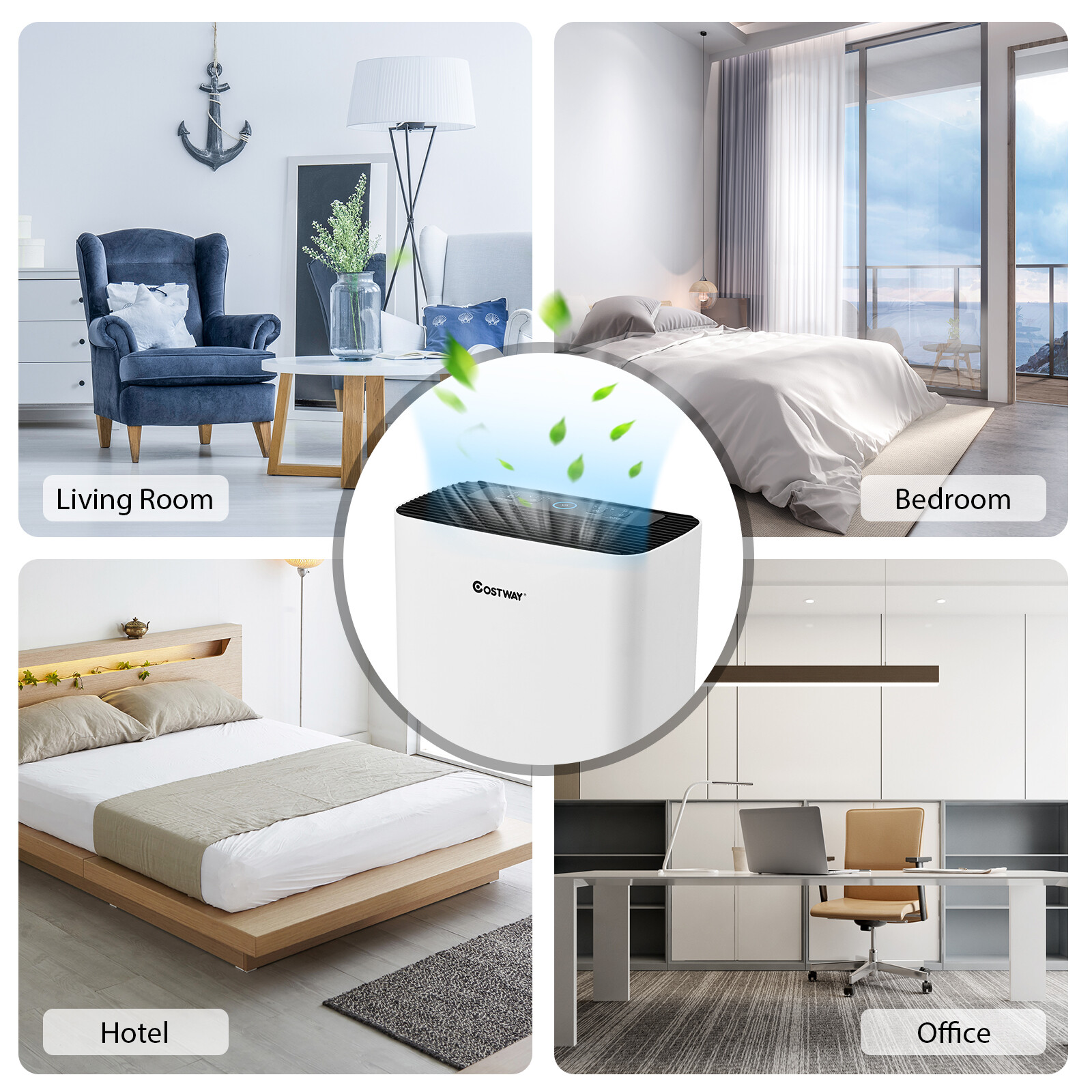 HEPA Filter Air Purifier Electric Air Cleaner w/Sleep Mode for Home