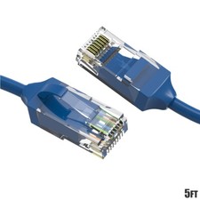 5FT CAT6 RJ45 Slim Ethernet LAN Network Patch Cable UTP Copper Wire 28AWG Blue