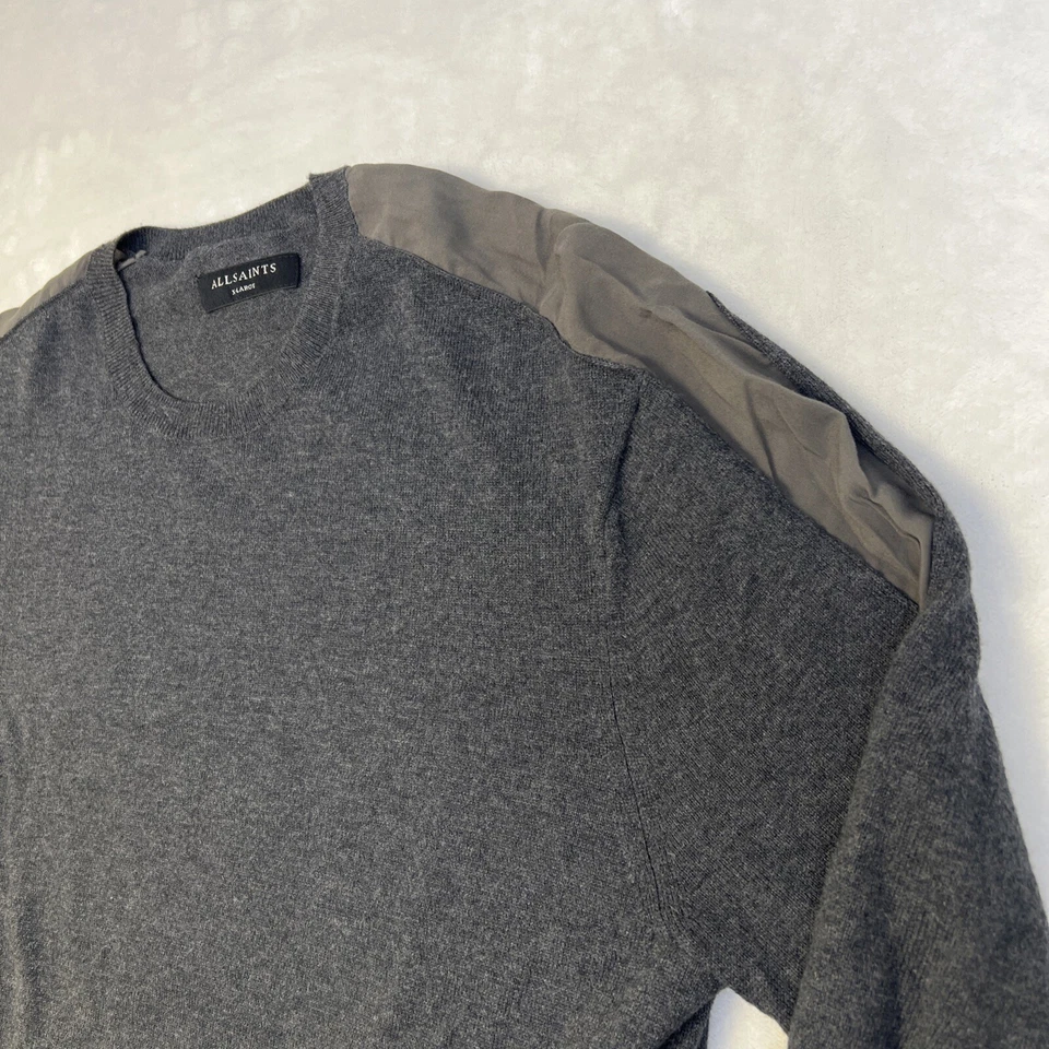 AllSaints Kansen Crew Neck Sweater Charcoal Wool Blend Long Sleeve Men's Size XL - Image 3 of 4