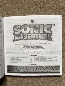 Sonic Adventure Dreamcast Manual ONLY Replacement Instruction Booklet!