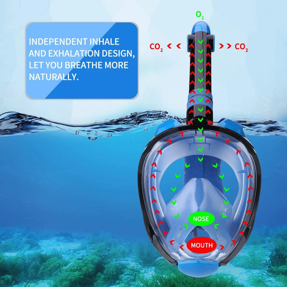 Full Face Snorkel Mask 180° Panoramic View Anti-Fog Anti-Leak Diving Men&Women - image 4 of 4
