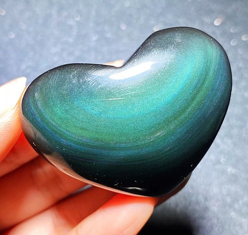 Rare Natural Rainbow Flash Obsidian Sphere Heart Reiki Stone Healing C78 - Picture 13 of 13