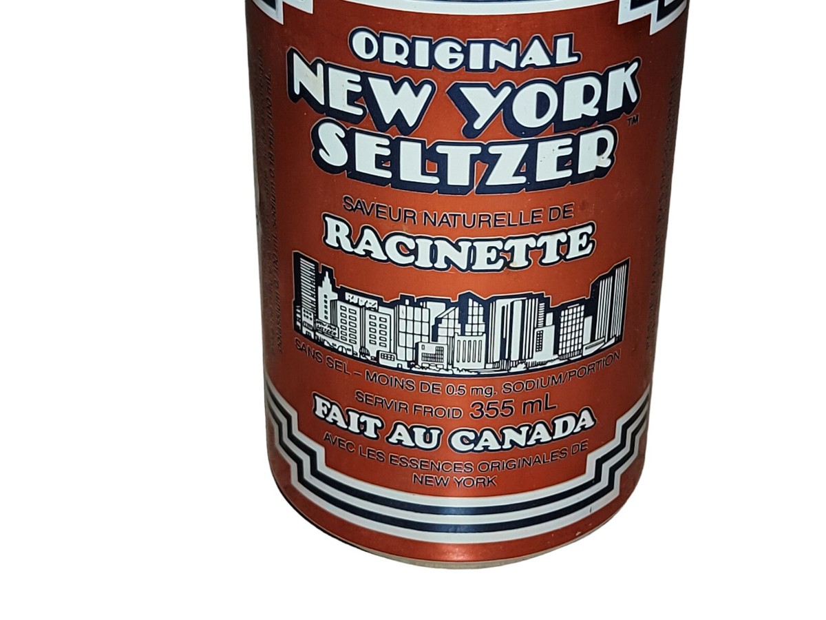 Vintage 80s New York Seltzer Root Beer Racinette Soda Can Canada