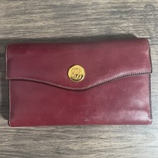 NEW Vintage Lady Bosca 7 Full Grain Leather Envelope Wallet Clutch Burgundy