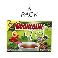 Broncolin Herbal Tea. Cough, Congestion, Flu Relief. 25 Bags. 1.32 Oz. Pack of 6