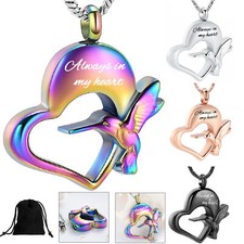 Always in My Heart Hummingbird Urn Pendant Cremation Jewelry for Ashes Necklace