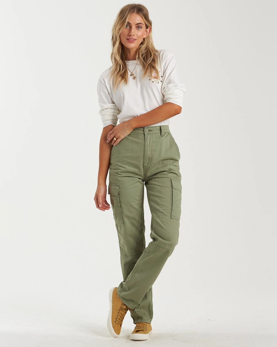 Billabong Womens Kick Back Pants Army New eBay