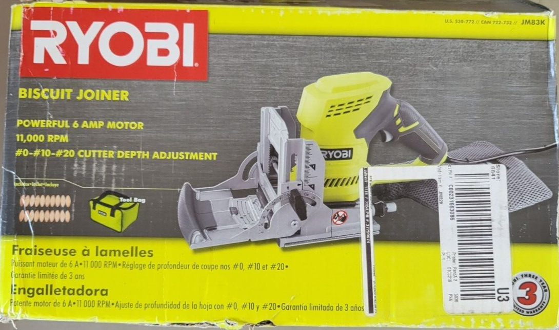 Ryobi JM83K 6 Amp 11,000 RPM Biscuit Joiner Kit Corded 0 10 20