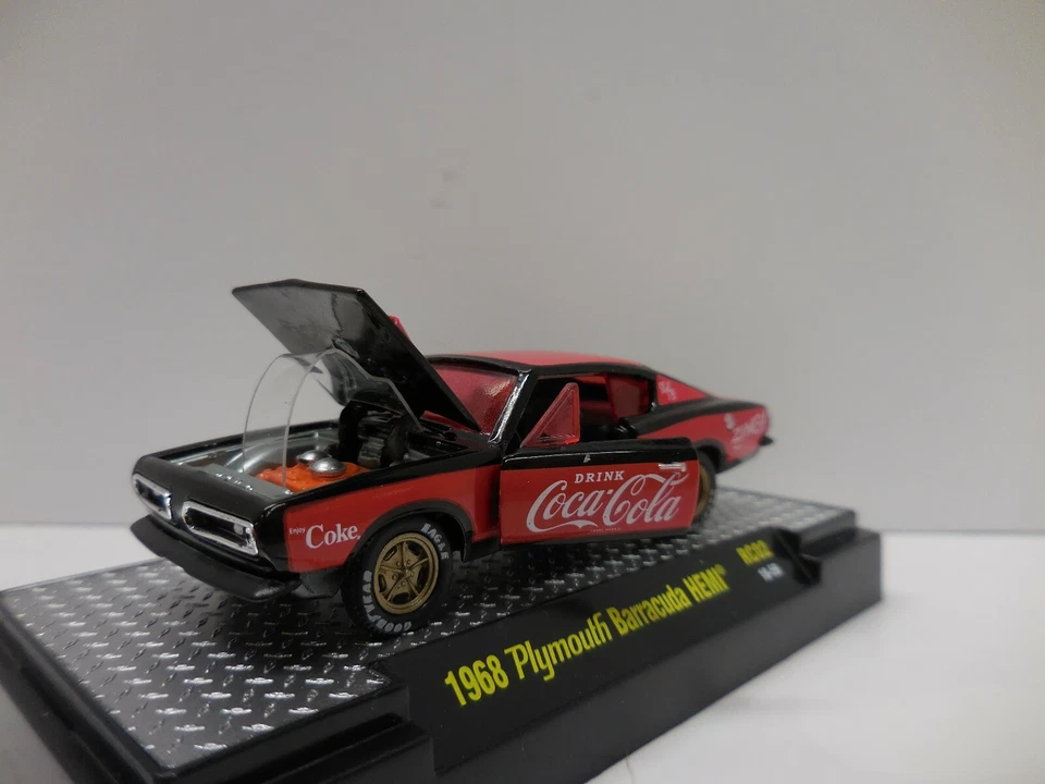 New M2 1/64 Diecast Car '68 Plymouth Barracuda on Acrylic Display Case - Image 4 of 4