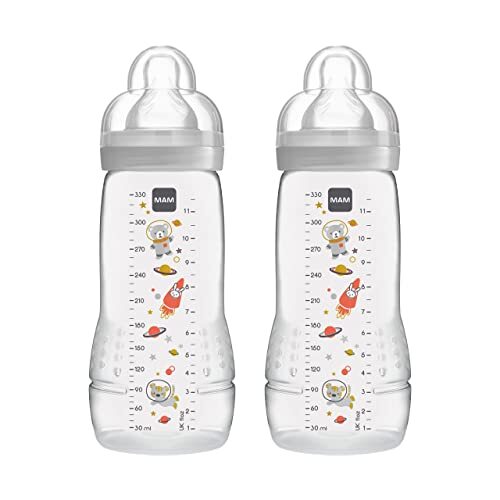 MAM Easy Active Baby Bottle with Fast Flow Teats Size 3, Twin Pack of Baby
