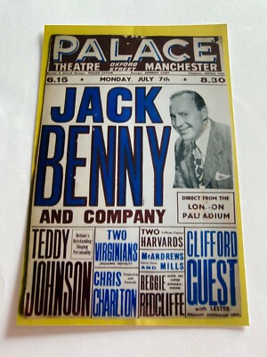 Jack Benny & Company Flyer Palace Theatre Oxford Street Manchester