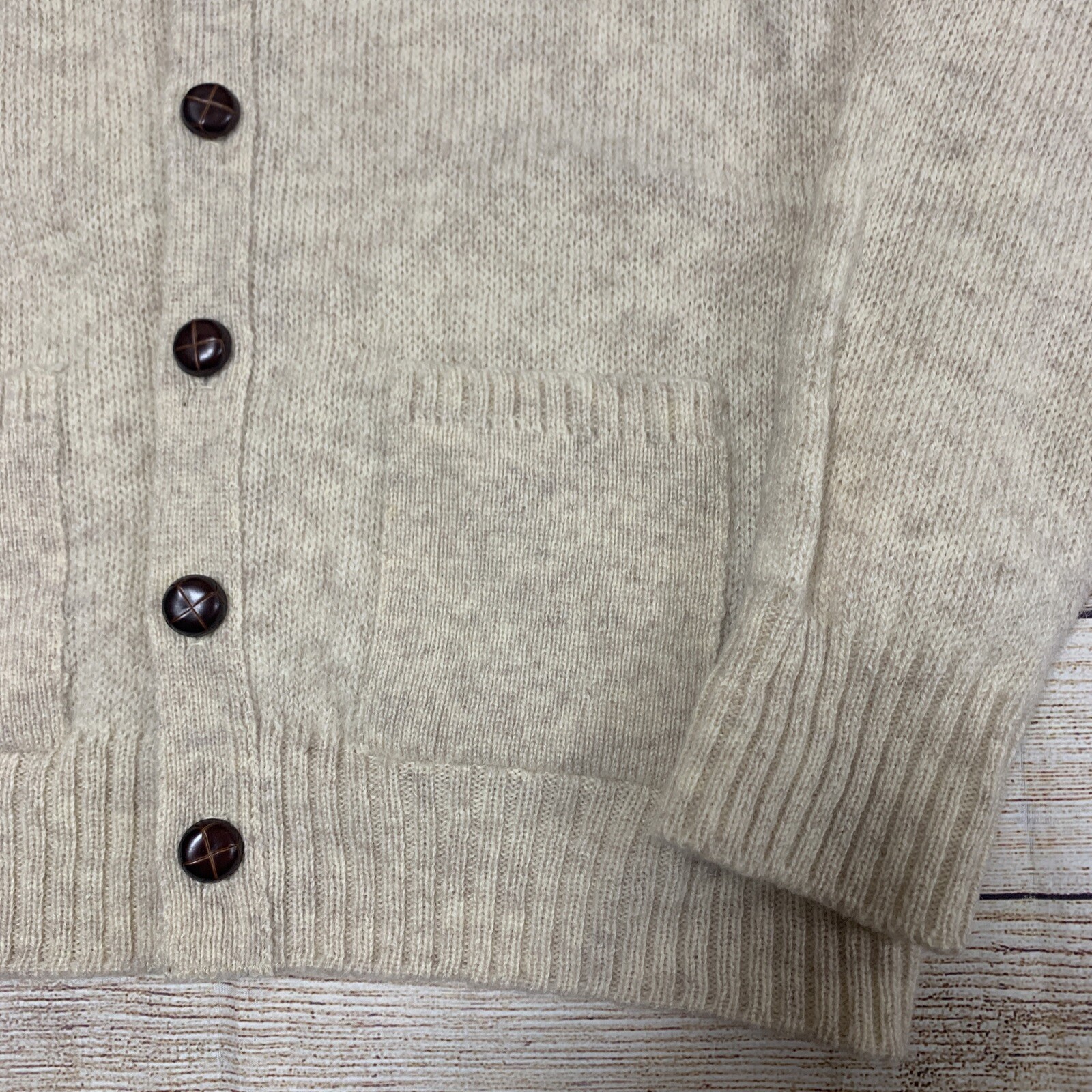 The Moors Lord Jeff Cardigan Sweater Knit Beige Mens XL Shetland Wool