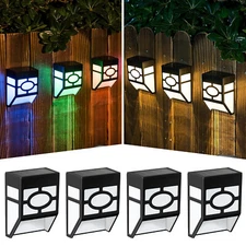 4/8/12x 8Colors LED Solar Deck Lights Outdoor Garden Yard Fence Wall Stair Decor