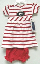NCAA Georgia Bulldogs Red White Stripe Dress 2 pieces Two Feet Ahead #225
